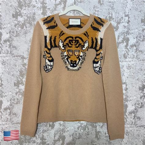 gucci gucci tiger intarsia knitted jumper|Gucci Sweaters and pullovers for Women .